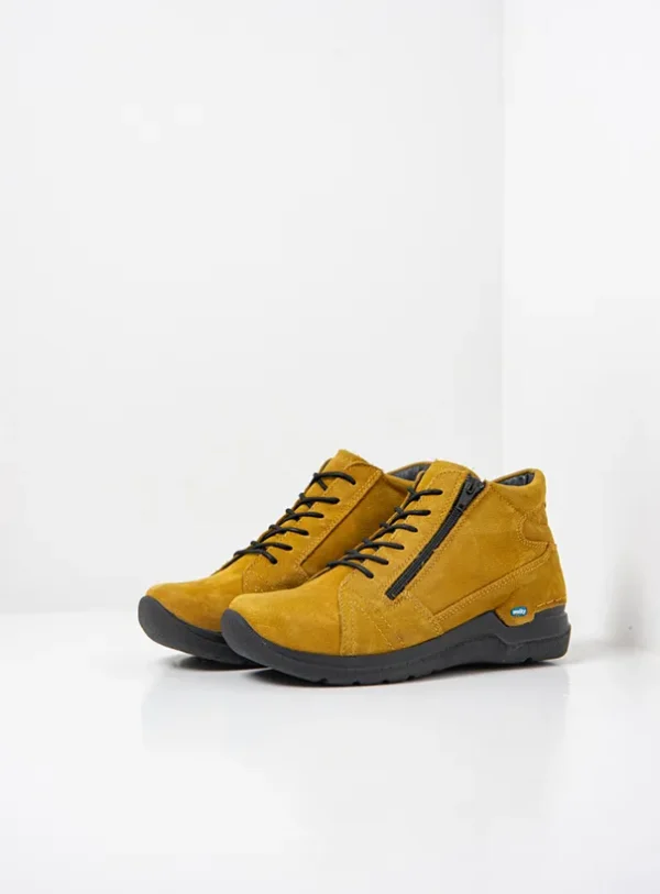 Wolky Why - mosterd nubuck Hoge veterschoenen voor dames