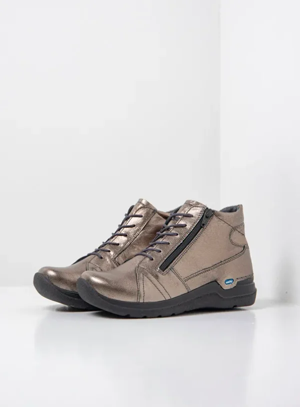 Wolky Why - lood metallic leer Hoge veterschoenen voor dames