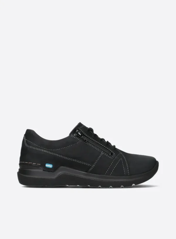Wolky Feltwell - zwart nubuck Veterschoenen voor dames