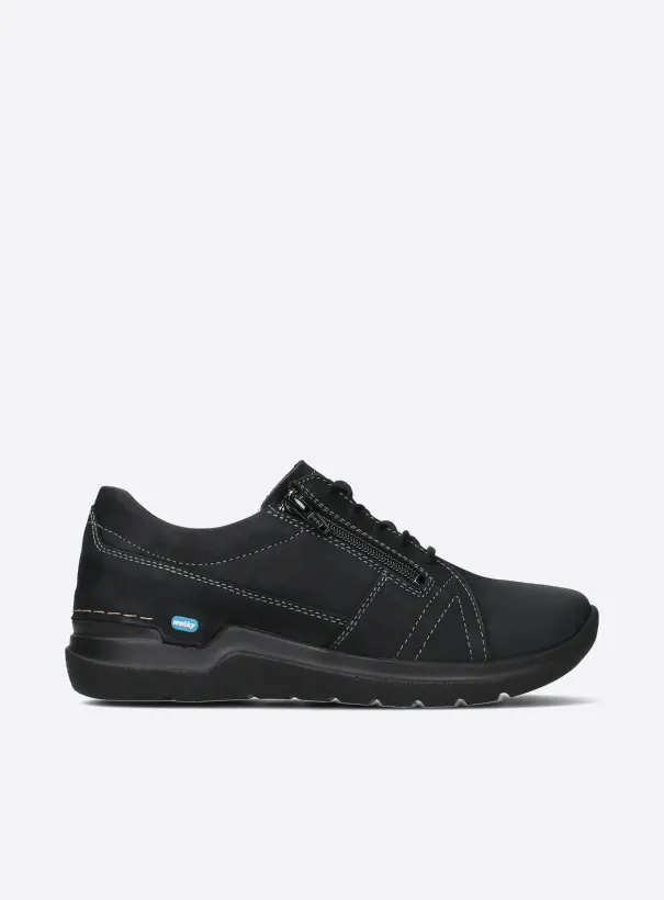 Wolky Feltwell - zwart nubuck Veterschoenen voor dames