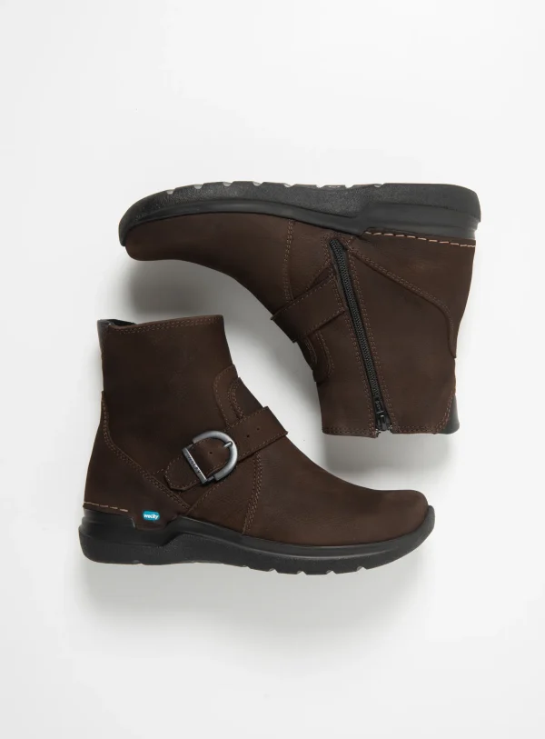 Wolky Okay - bruin nubuck Enkellaarsjes voor dames
