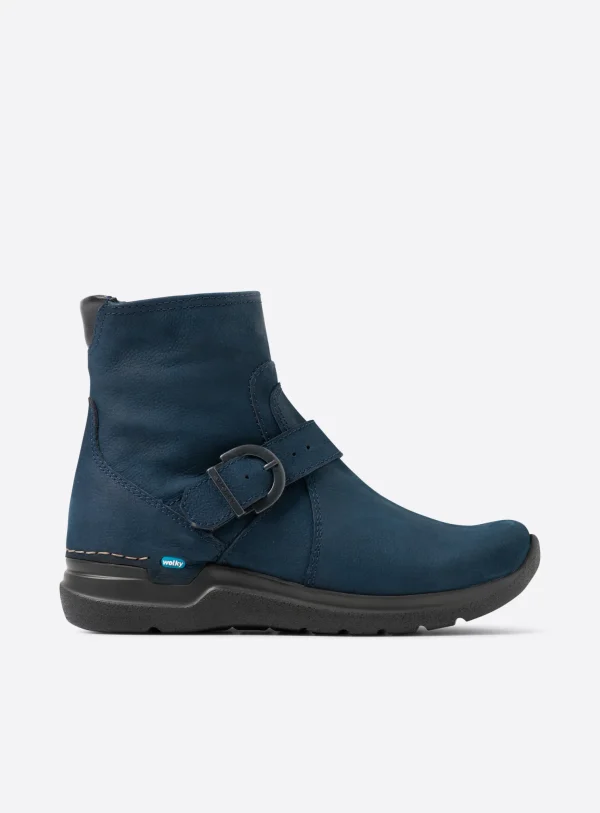 Wolky Okay - blauw nubuck Enkellaarsjes voor dames