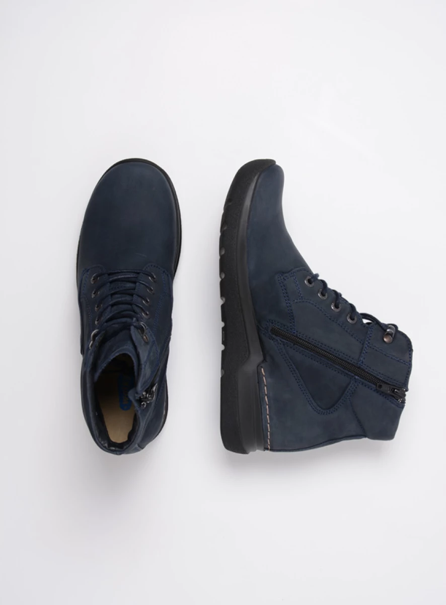 wolky hoge veterschoenen 06612 whynot 16800 blauw nubuck top