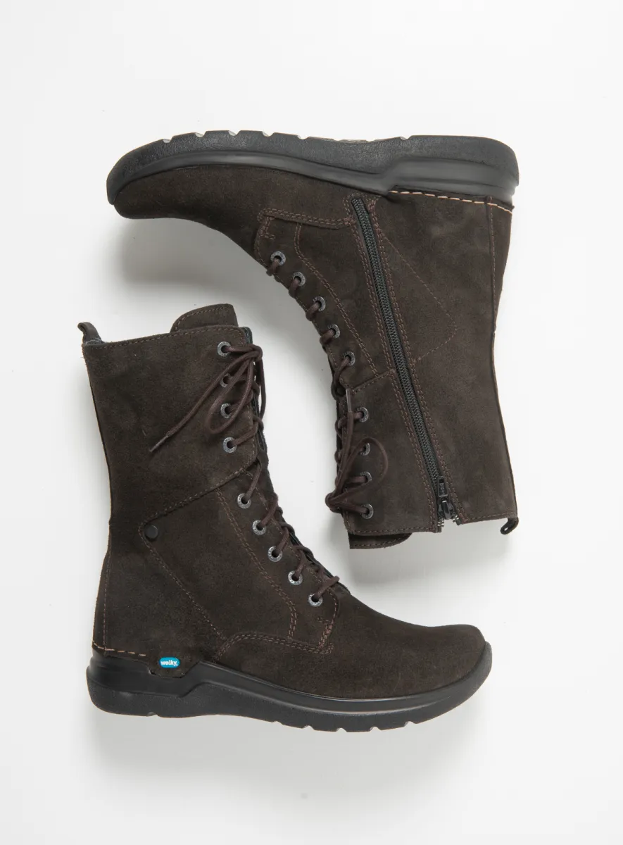 Wolky Zigzag - bruin suede Bruine laarzen voor dames