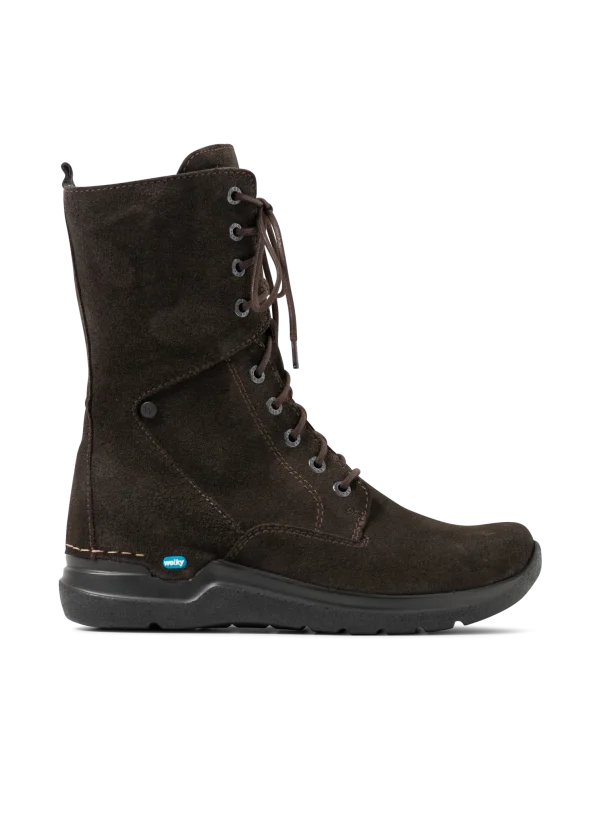 Wolky Zigzag - bruin suede Veterlaarzen voor dames