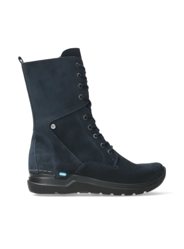 Wolky Zigzag - blauw suede Veterlaarzen voor dames