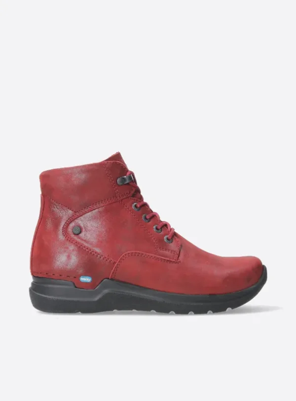 Wolky Whynot HV - kersenrood effectleer Hoge veterschoenen voor dames