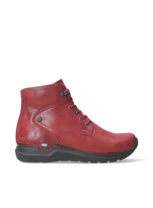 Wolky Whynot HV - kersenrood effectleer Hoge veterschoenen voor dames