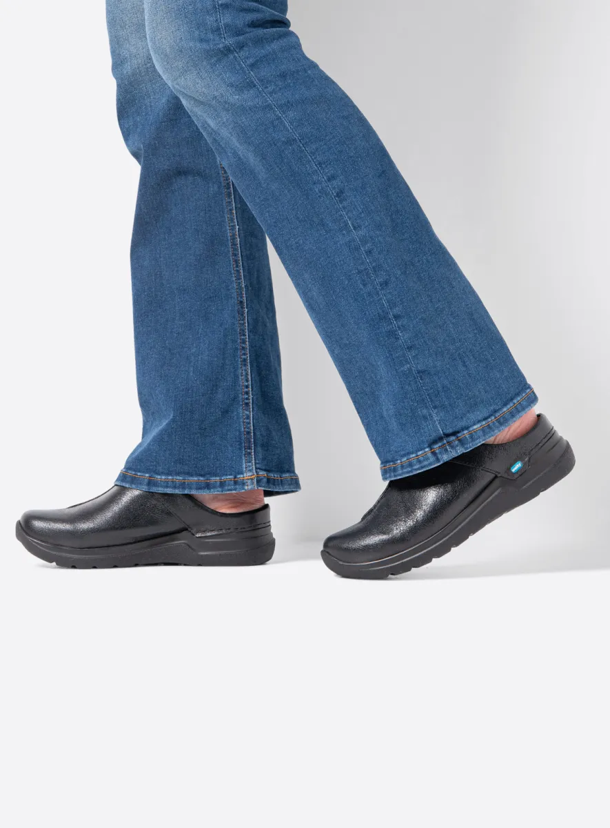 Wolky Holland DB - zwart metallic leer Klompen voor dames