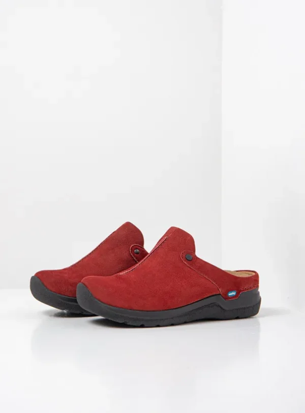 Wolky Holland DB - kersenrood nubuck Klompen voor dames