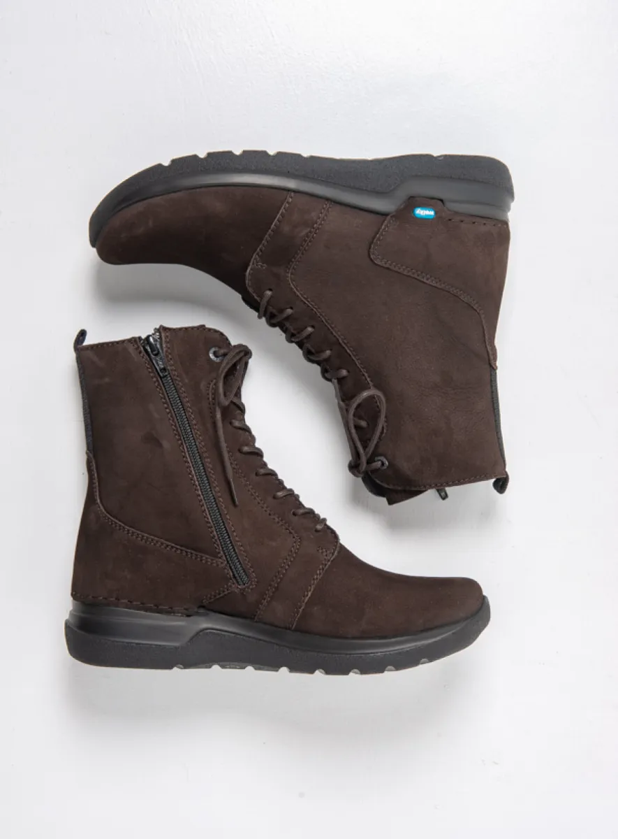 Wolky Hoge veterschoenen 06632 Viper HV 10300 bruin nubuck