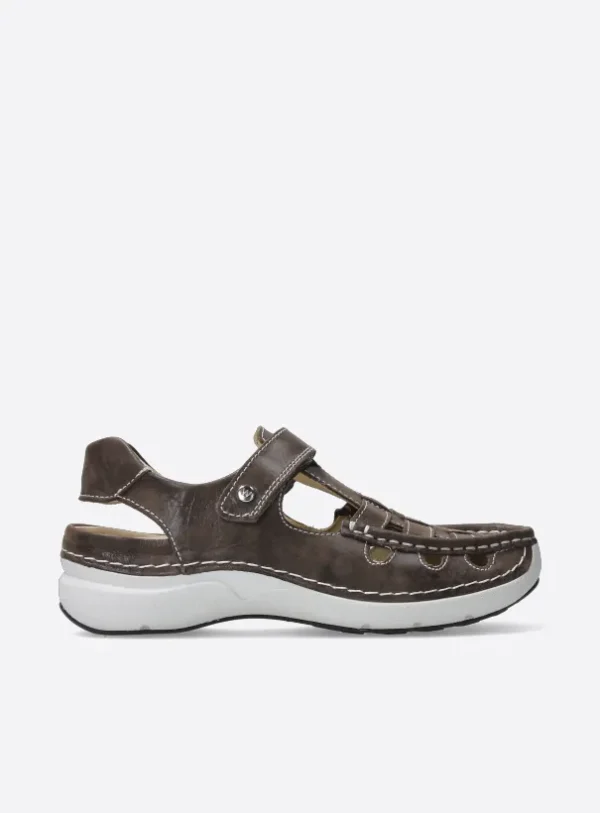 Wolky Rolling Sun - cederbruin effectleer Sandalen voor dames