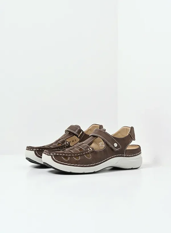 Wolky Rolling Sun - cederbruin effectleer Sandalen voor dames