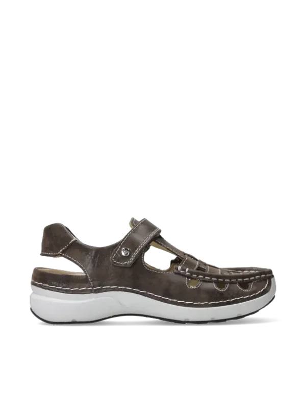 Wolky Rolling Sun - cederbruin effectleer Sandalen voor dames