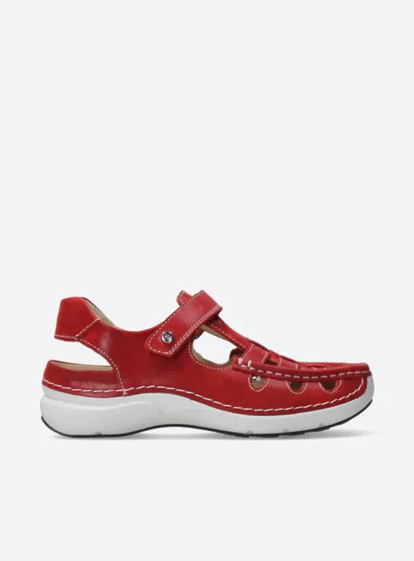 Wolky Rolling Sun - rood effectleer Sandalen voor dames