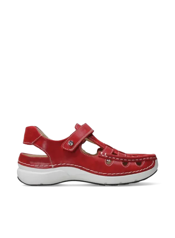 Wolky Rolling Sun - rood effectleer Sandalen voor dames