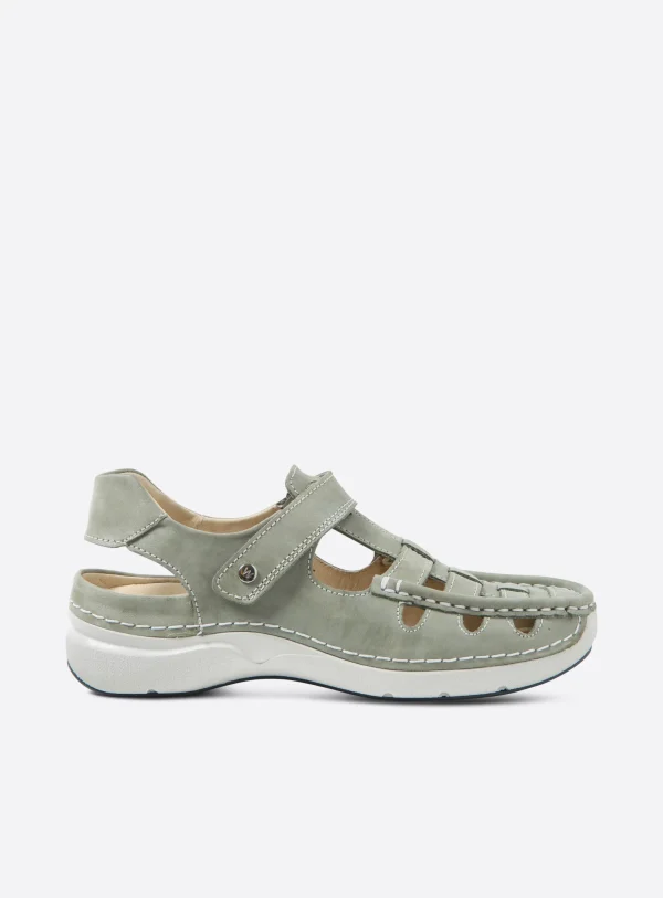 Wolky Rolling Sun - saliegroen effectleer Sandalen voor dames