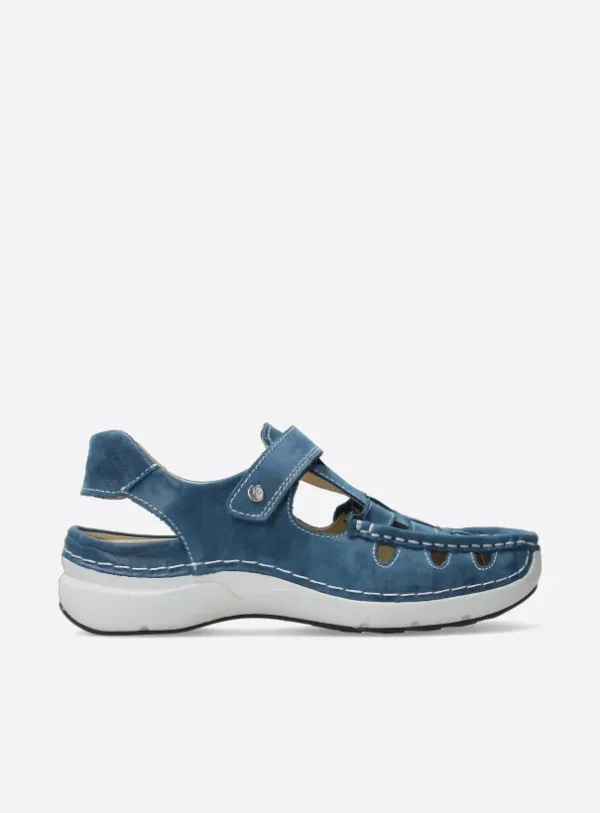 Wolky Rolling Sun - blauw effectleer Sandalen voor dames