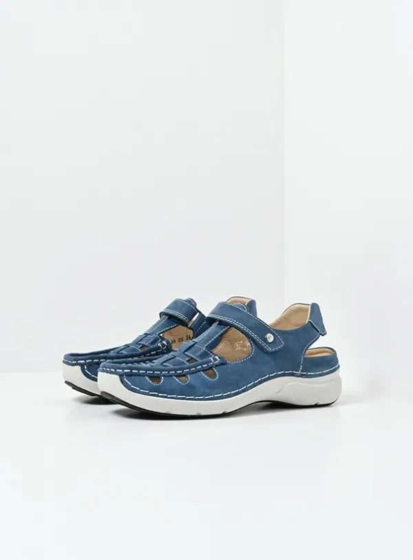 Wolky Rolling Sun - blauw effectleer Sandalen voor dames