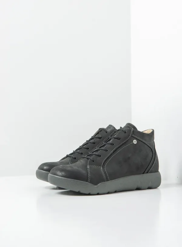 Wolky Lugana - zwart effectleer Hoge veterschoenen voor dames