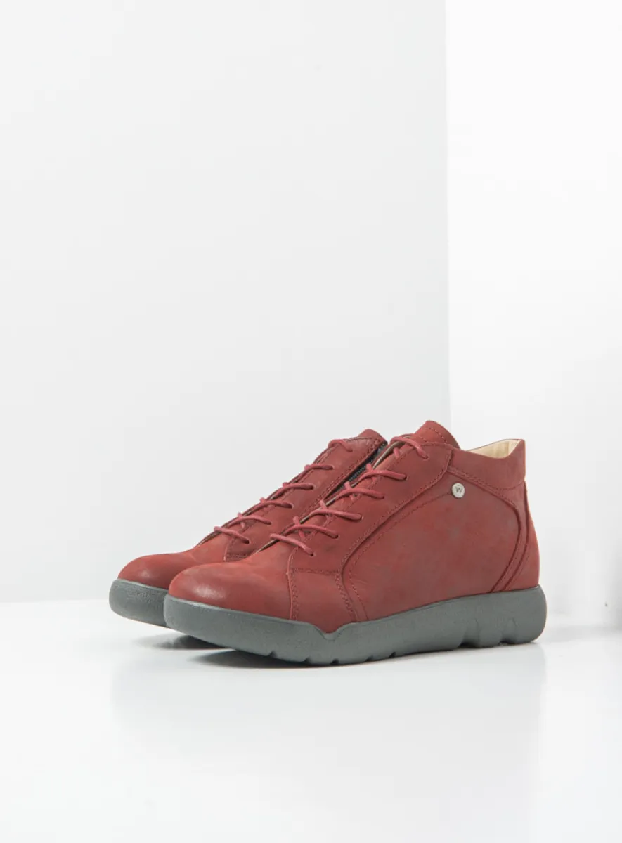 Wolky Lugana - kersenrood effectleer Comfort schoenen voor dames