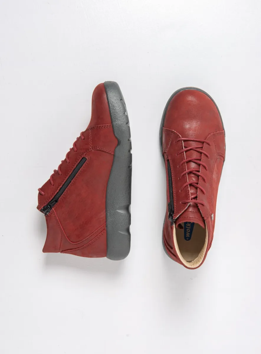 Wolky Hoge veterschoenen 07525 Lugana 36553 kersenrood effectleer
