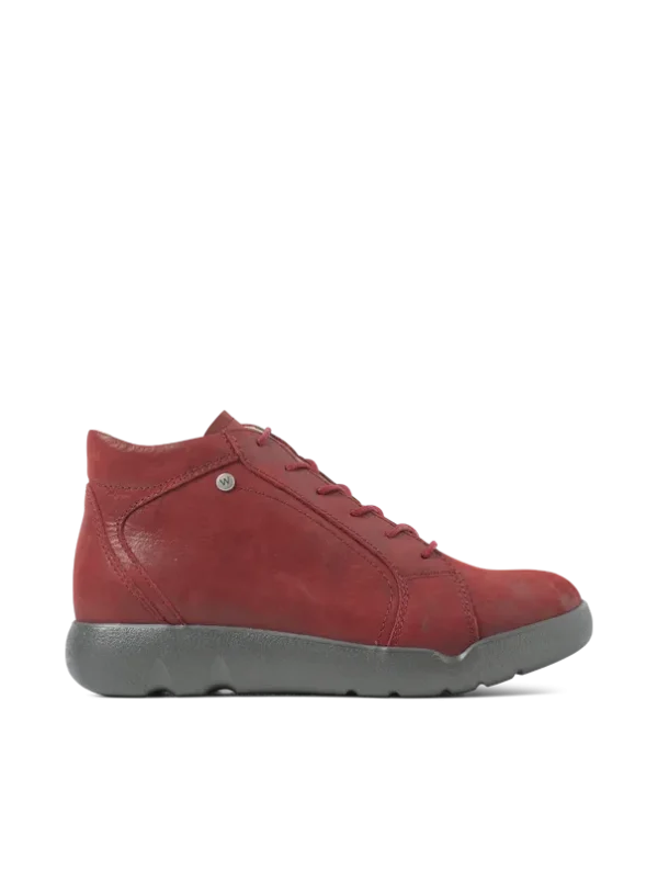 Wolky Lugana - kersenrood effectleer Hoge veterschoenen voor dames