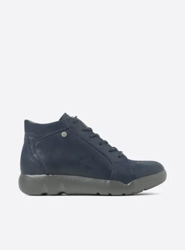 Wolky Lugana - denimblauw effectleer Hoge veterschoenen voor dames