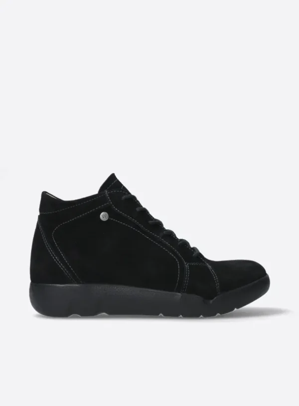 Wolky Lugana - zwart suede Hoge veterschoenen voor dames