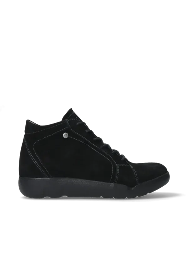 Wolky Lugana - zwart suede Hoge veterschoenen voor dames