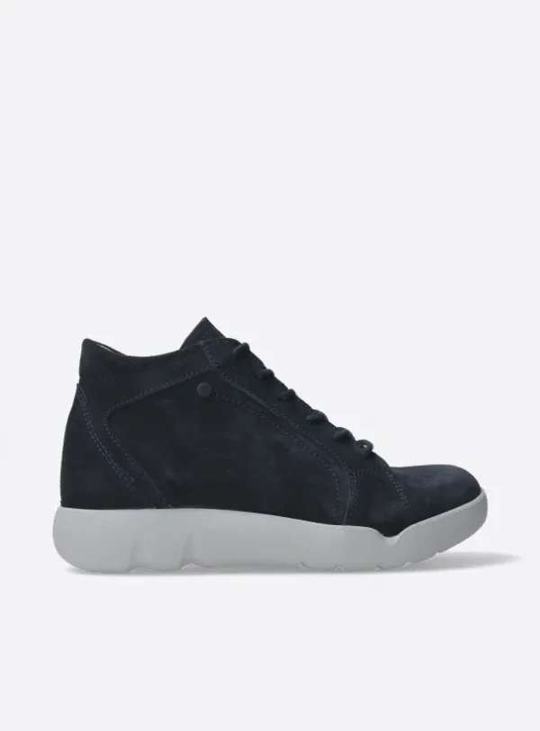 Wolky Lugana - blauw suede Hoge veterschoenen voor dames
