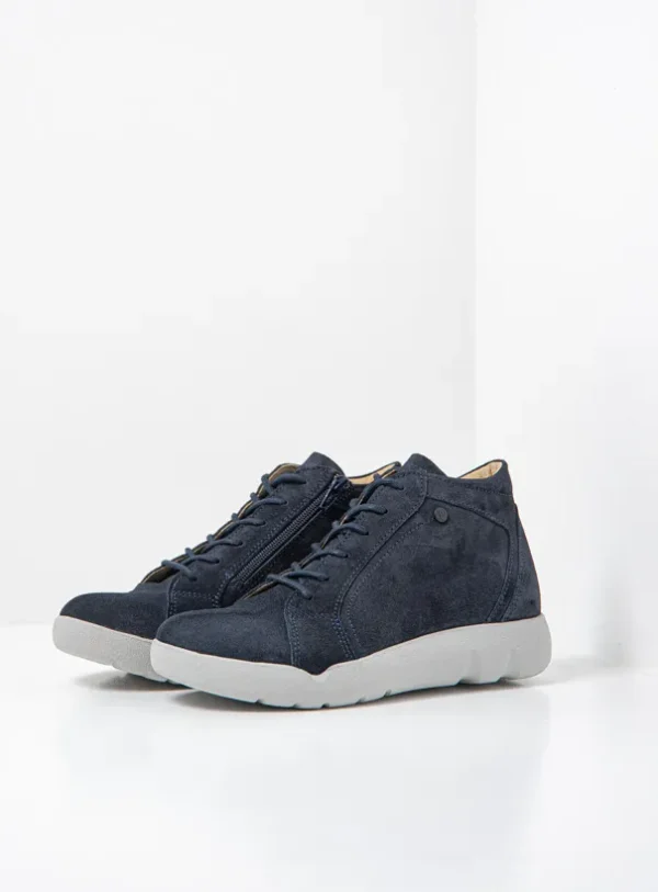 Wolky Lugana - blauw suede Hoge veterschoenen voor dames