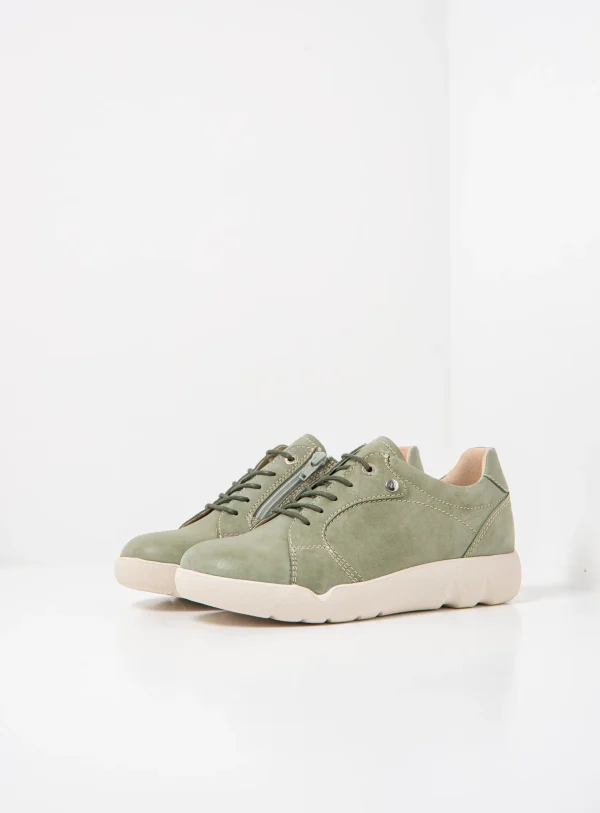 Wolky Lunvia - saliegroen effectleer Veterschoenen voor dames