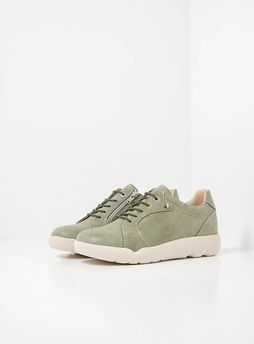 Wolky Lunvia - saliegroen effectleer Veterschoenen voor dames