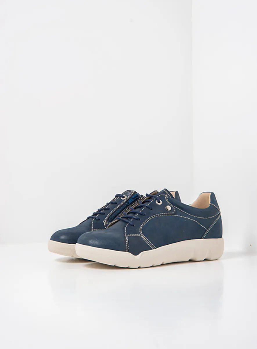Wolky Lunvia - denimblauw effectleer Veterschoenen voor dames