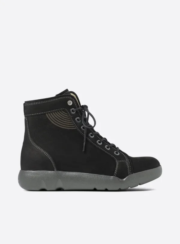 Wolky Fiano - zwart nubuck Hoge veterschoenen voor dames