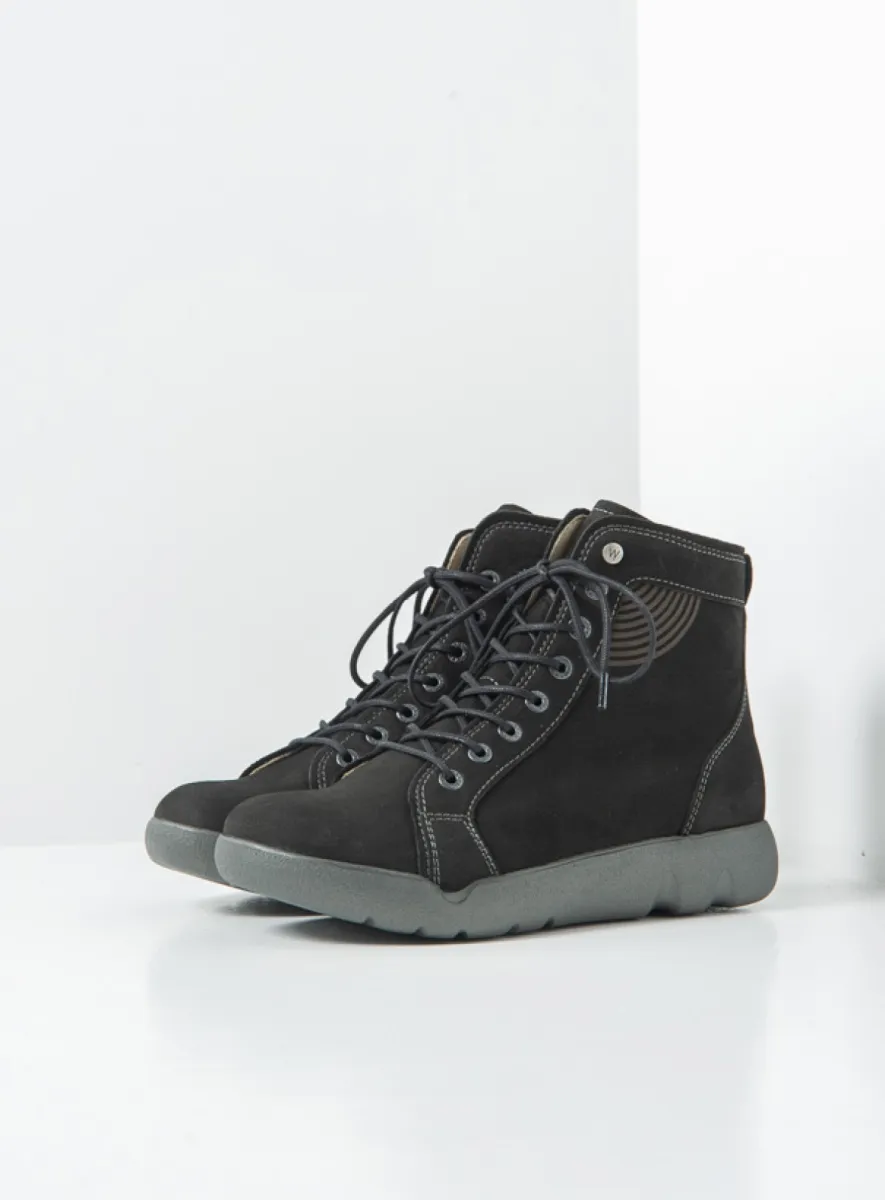 Wolky Fiano - zwart nubuck Comfort schoenen voor dames