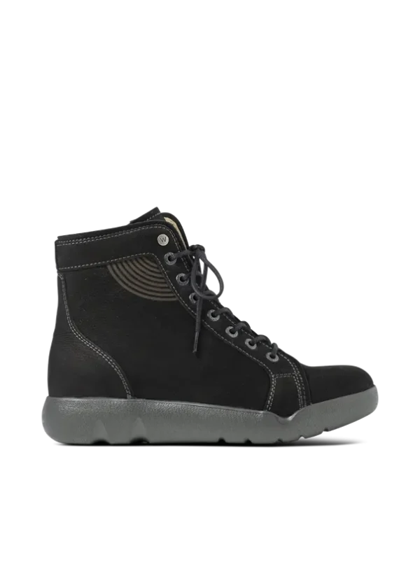 Wolky Fiano - zwart nubuck Hoge veterschoenen voor dames