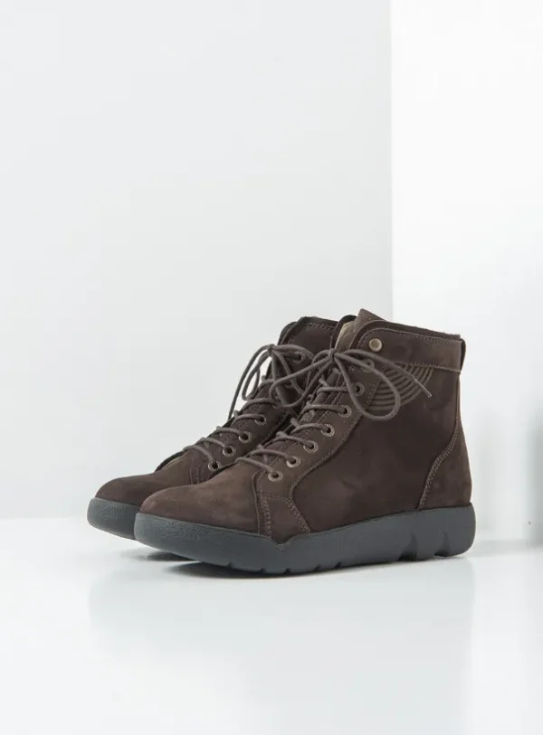 Wolky Fiano - bruin nubuck Hoge veterschoenen voor dames