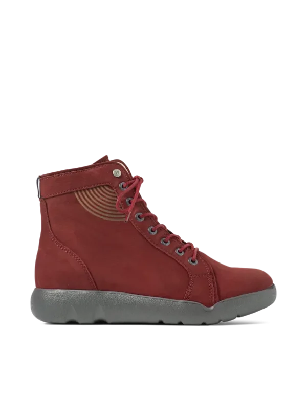 Wolky Fiano - bordeauxrood nubuck Hoge veterschoenen voor dames