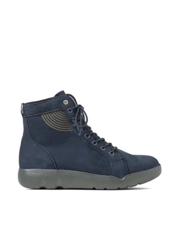Wolky Fiano - blauw nubuck Hoge veterschoenen voor dames