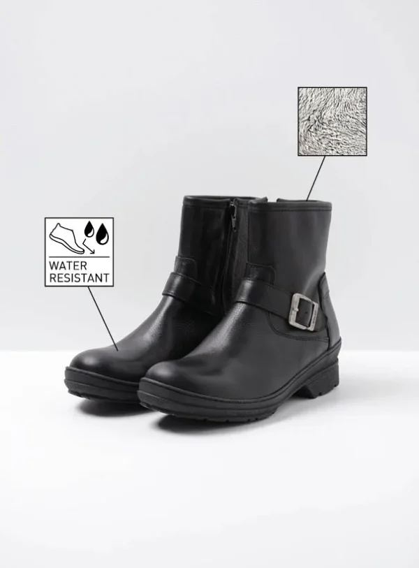 Wolky Nitra WR - zwart leer Biker boots voor dames
