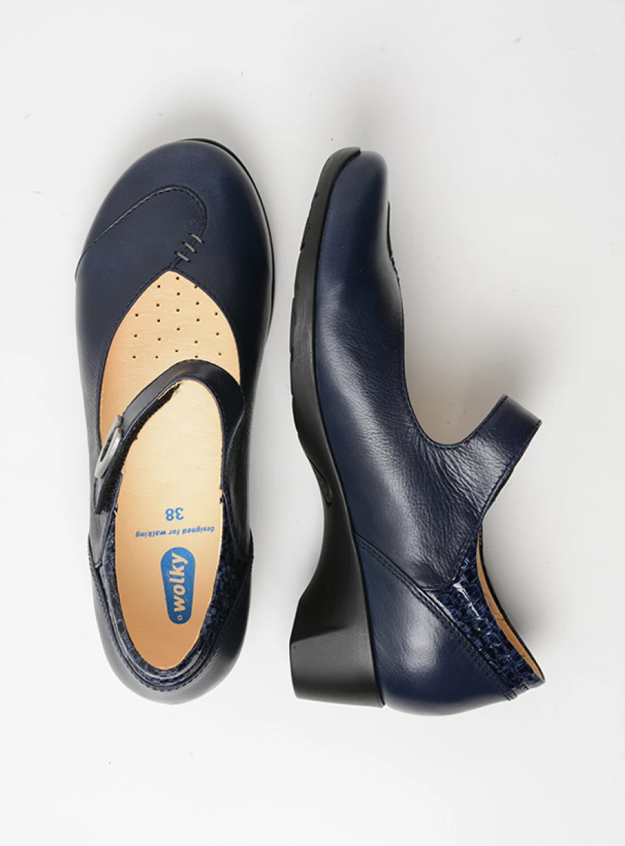 wolky bandschoenen 07826 chili 20800 blauw leer top