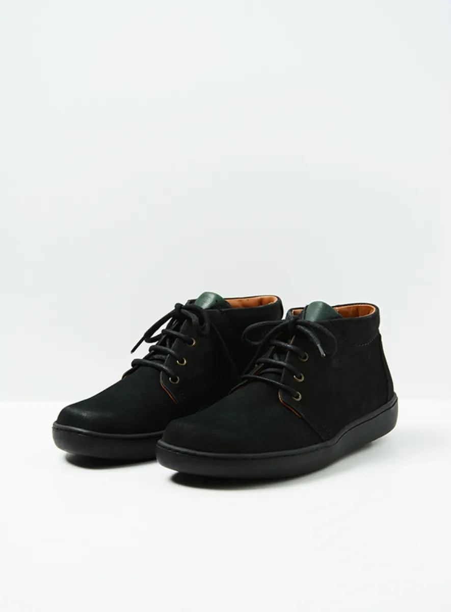 Wolky Kansas Lady - zwart nubuck Hoge veterschoenen voor dames