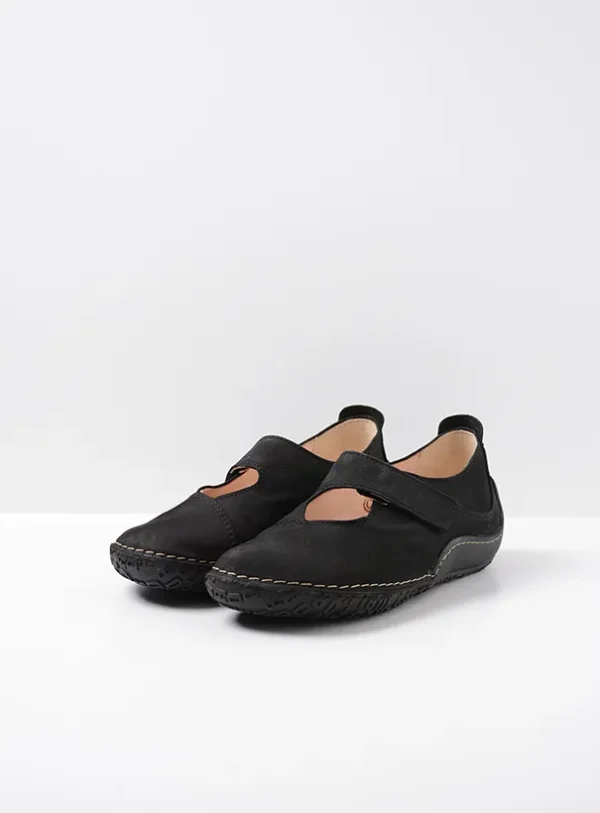 Wolky Fresh - zwart nubuck Bandschoenen voor dames