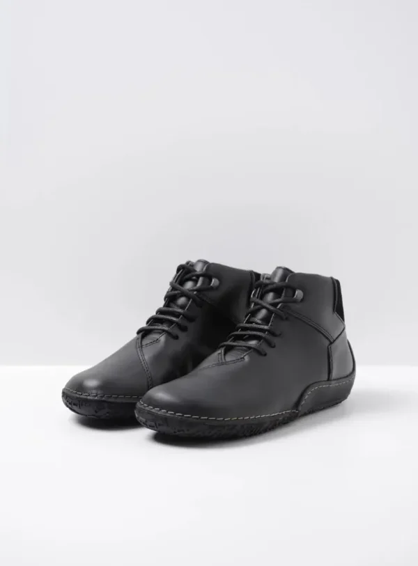 Wolky Mokola - zwart leer Hoge veterschoenen voor dames