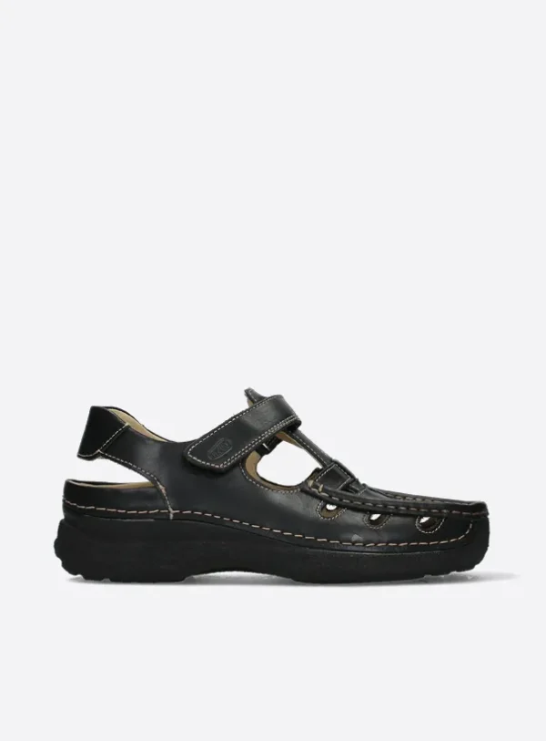 Wolky Roll Sandal Men - zwart leer Comfortabele sandalen voor heren