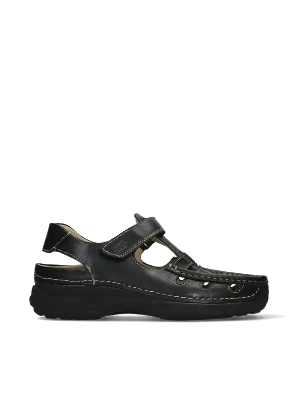 Wolky Roll Sandal Men - zwart leer Comfortabele sandalen voor heren